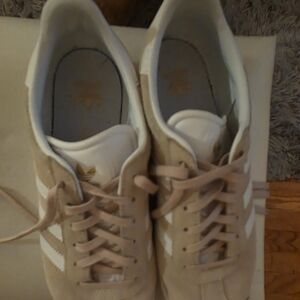 Adidas Tan and White Women's Sneakers